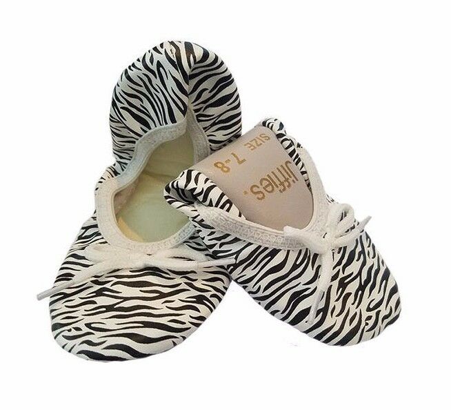 Girls Shoes Jiffies Ballet Flats/Slippers Black/White Zebra Print 7-1 ...
