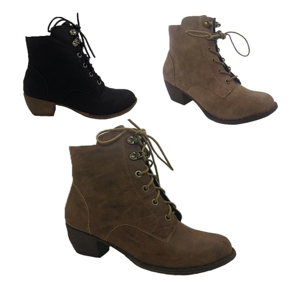 women's lace up boots no heel