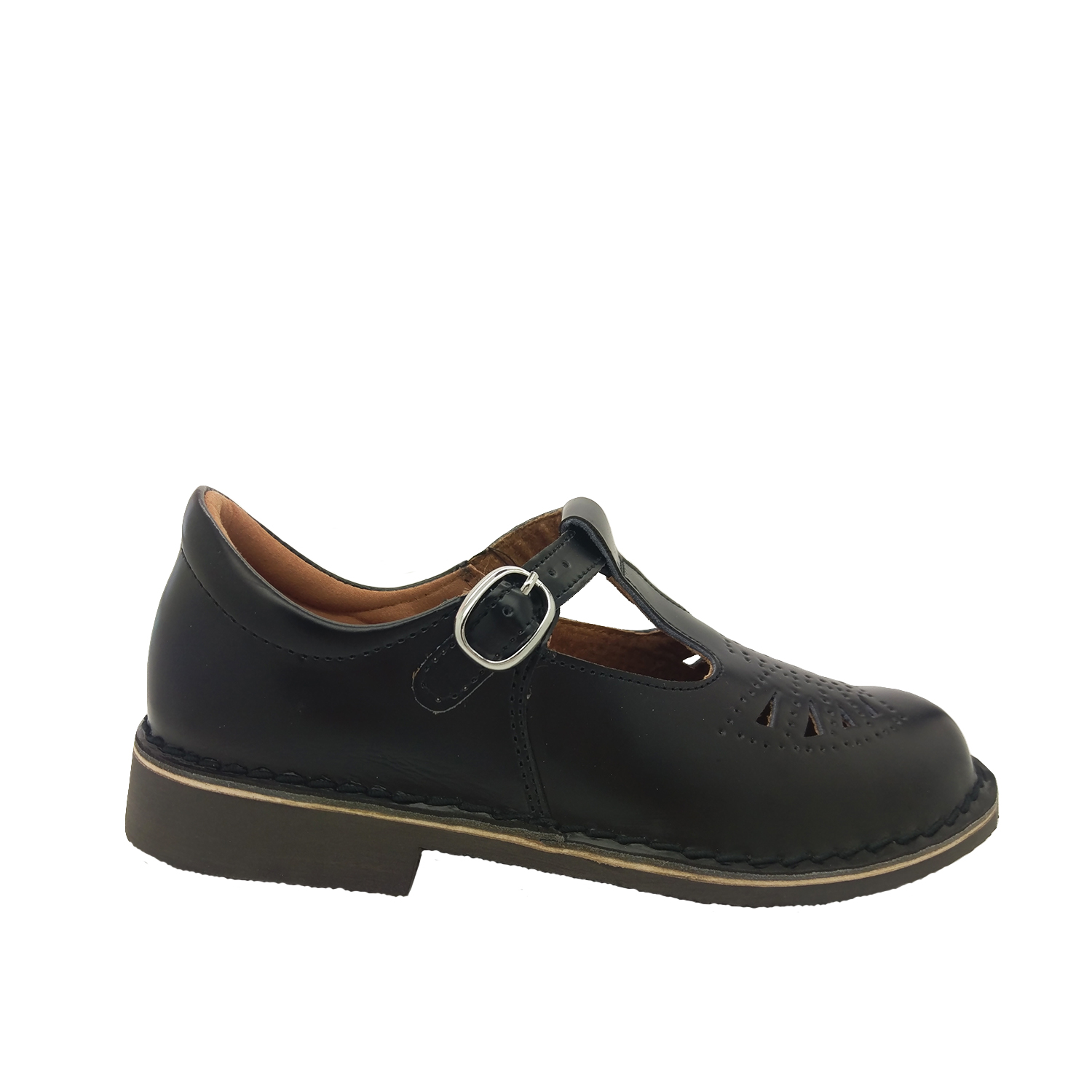 Ladies School Shoes Wilde Jarra Black Leather Wide Fit T-bar Size AU 5 ...