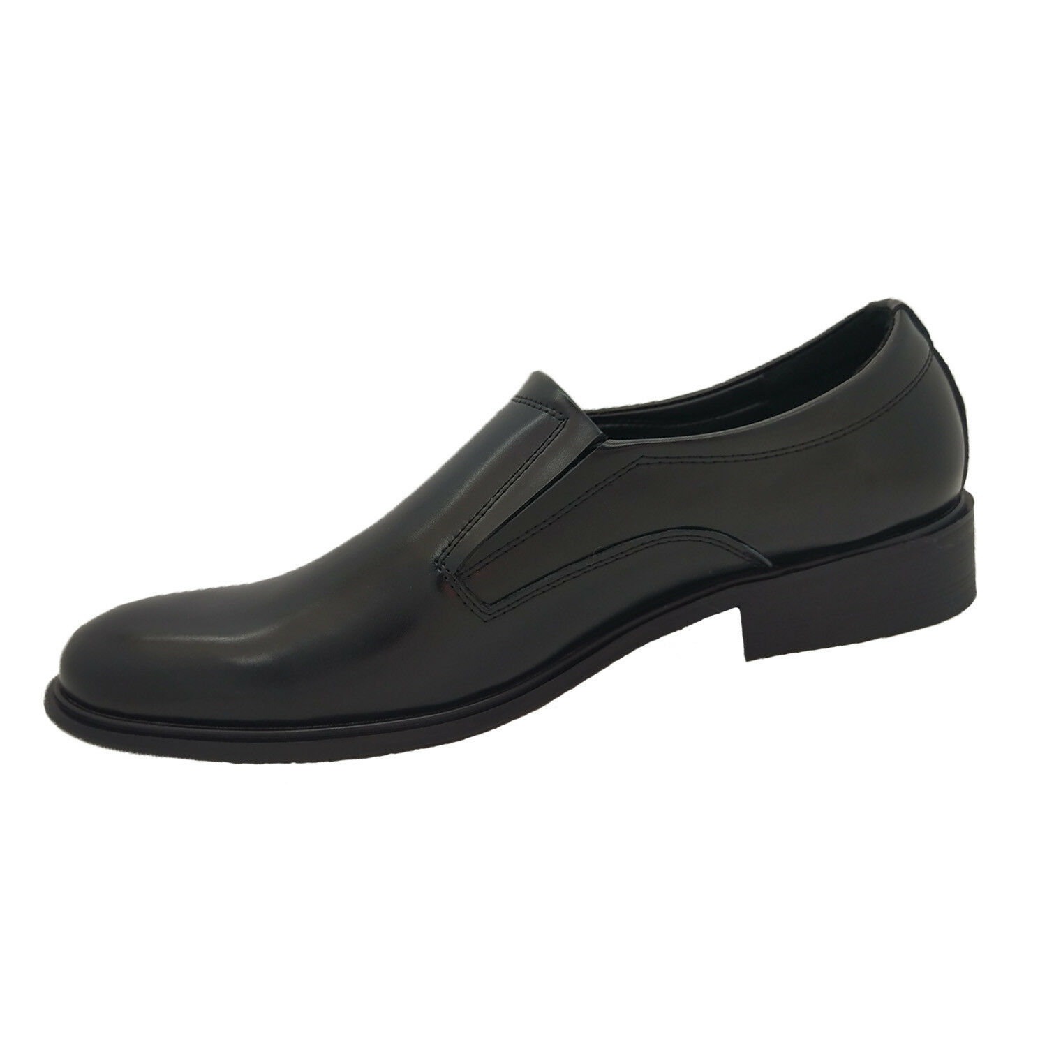 Mens Shoes Borelli Zac Slip On Black Leather Dress Shoe Elastic Gusset ...