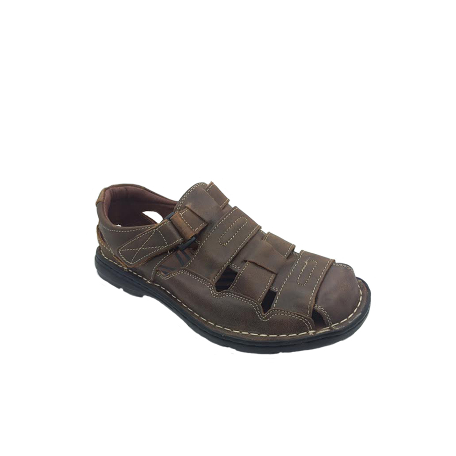 Mens Shoes Sandals Borelli Redfield Brown Rubbed Leather Sandals Size 6 ...
